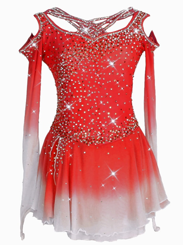 Robe de Patinage Artistique à Ourlet Asymétrique pour Entraînement et Pratique pour Femmes et Filles