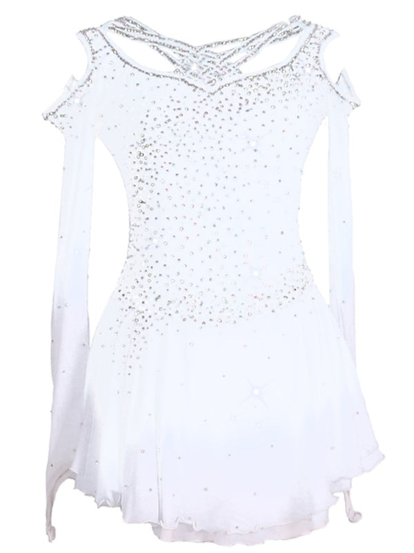 Robe de Patinage Artistique à Ourlet Asymétrique pour Entraînement et Pratique pour Femmes et Filles