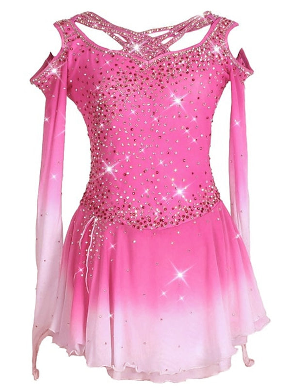 Robe de Patinage Artistique à Ourlet Asymétrique pour Entraînement et Pratique pour Femmes et Filles