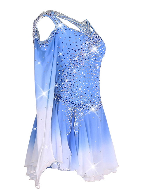 Robe de Patinage Artistique à Ourlet Asymétrique pour Entraînement et Pratique pour Femmes et Filles