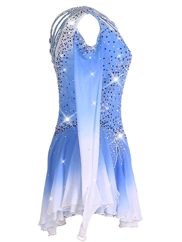 Robe de Patinage Artistique à Ourlet Asymétrique pour Entraînement et Pratique pour Femmes et Filles