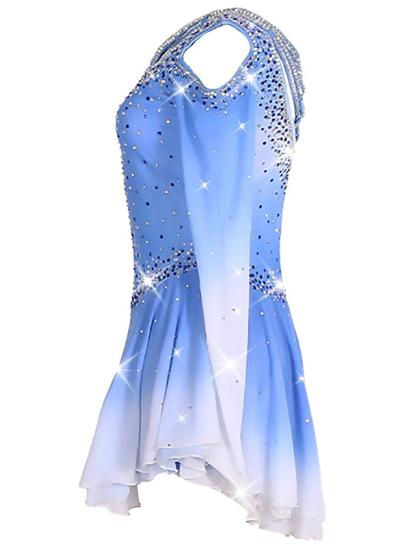 Robe de Patinage Artistique à Ourlet Asymétrique pour Entraînement et Pratique pour Femmes et Filles