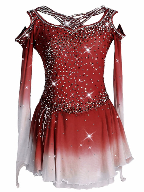 Robe de Patinage Artistique à Ourlet Asymétrique pour Entraînement et Pratique pour Femmes et Filles