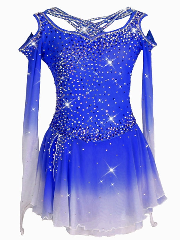 Robe de Patinage Artistique à Ourlet Asymétrique pour Entraînement et Pratique pour Femmes et Filles