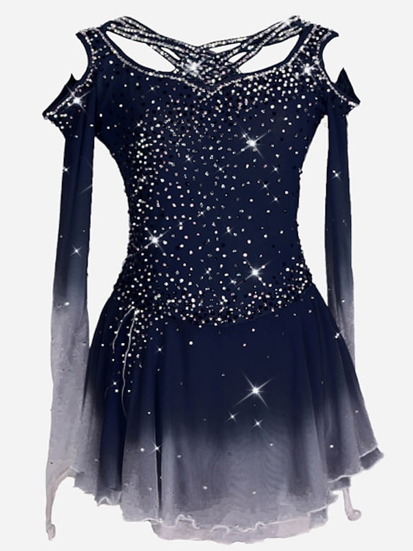 Robe de Patinage Artistique à Ourlet Asymétrique pour Entraînement et Pratique pour Femmes et Filles