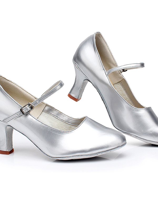 Chaussures de Danse pour Femmes, Chaussures de Salon en Cuir Pu à Talons Hauts et Bout Rond