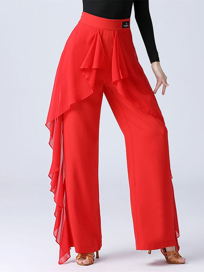 Vêtements de Danse pour Femmes Volants à la Taille Épissage Performance pour Femmes Entraînement Haut Spandex