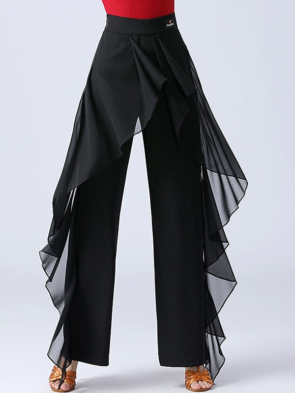 Vêtements de Danse pour Femmes Volants à la Taille Épissage Performance pour Femmes Entraînement Haut Spandex