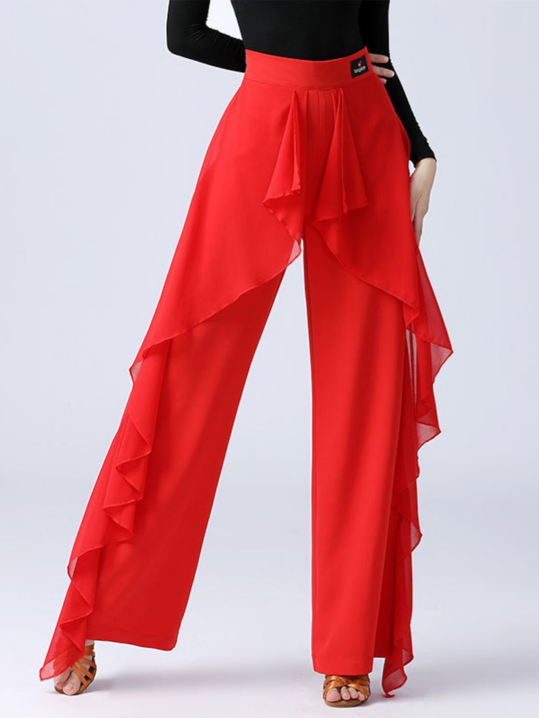 Vêtements de Danse pour Femmes Volants à la Taille Épissage Performance pour Femmes Entraînement Haut Spandex