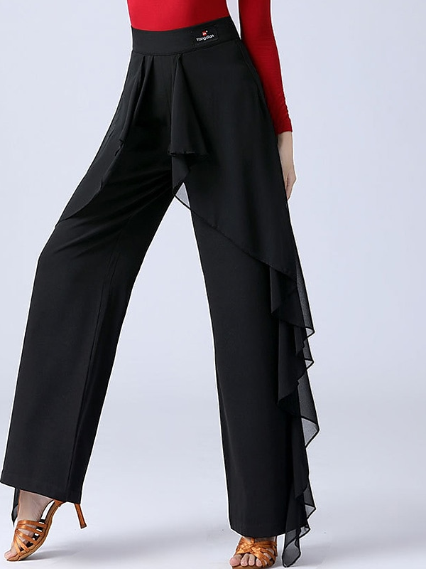 Vêtements de Danse pour Femmes Volants à la Taille Épissage Performance pour Femmes Entraînement Haut Spandex