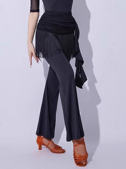 Pantalon de Danse pour Femme avec Pompon et Épissure de Couleur Pure, Entraînement de Performance pour Femme, Fibre de Lait