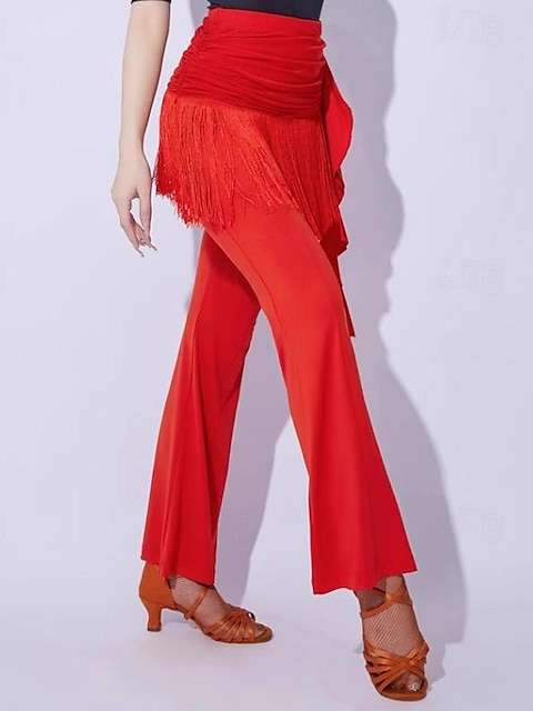 Pantalon de Danse pour Femme avec Pompon et Épissure de Couleur Pure, Entraînement de Performance pour Femme, Fibre de Lait