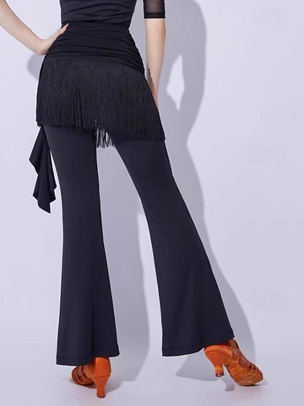 Pantalon de Danse pour Femme avec Pompon et Épissure de Couleur Pure, Entraînement de Performance pour Femme, Fibre de Lait