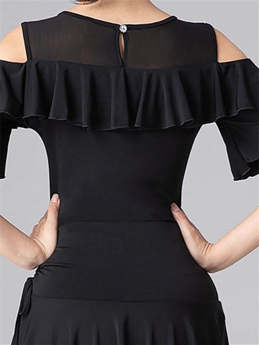 Vêtements de Danse pour Femmes Justaucorps de Danse / Combinaison Épissage Creux Couleur Unie Entraînement de Performance pour Femmes Manches Courtes Haute Teneur en Polyester