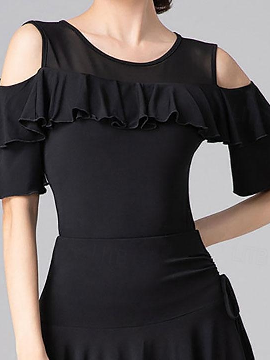 Vêtements de Danse pour Femmes Justaucorps de Danse / Combinaison Épissage Creux Couleur Unie Entraînement de Performance pour Femmes Manches Courtes Haute Teneur en Polyester