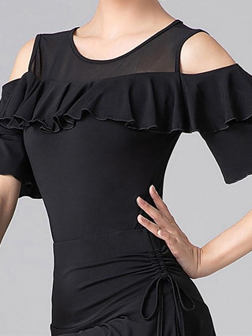 Vêtements de Danse pour Femmes Justaucorps de Danse / Combinaison Épissage Creux Couleur Unie Entraînement de Performance pour Femmes Manches Courtes Haute Teneur en Polyester