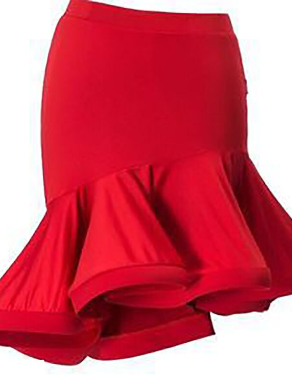 Vêtements de Danse pour Femmes Jupes de Danse Latine Couleur Pure Ruching Entraînement de Performance pour Femmes Haute Teneur en Polyester