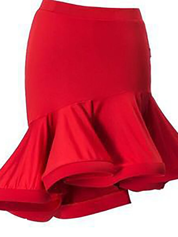 Vêtements de Danse pour Femmes Jupes de Danse Latine Couleur Pure Ruching Entraînement de Performance pour Femmes Haute Teneur en Polyester