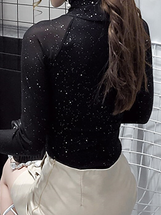 Vêtements de Danse pour Femmes Danse Latine Danse de Salon Haut Ruching Splicing Couleur Unie Performance pour Femmes Entraînement Manches Longues Polyester