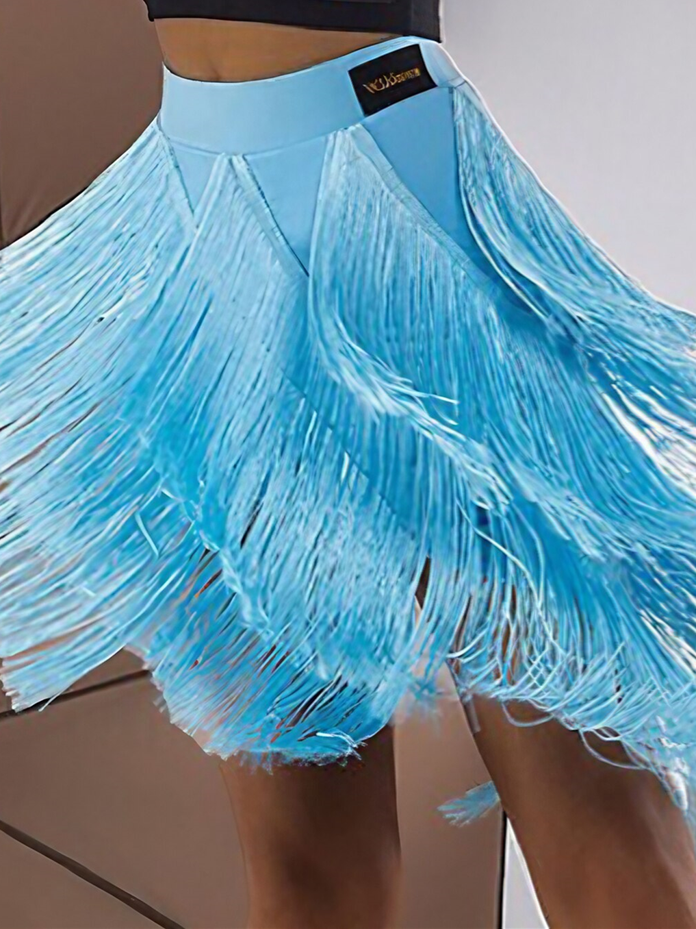 Vêtements de Danse pour Femmes, Vêtements de Sport de Danse Latine, Jupes à Pompons, Épissure, Couleur Unie, Entraînement de Performance pour Femmes, Haut en Élasthanne