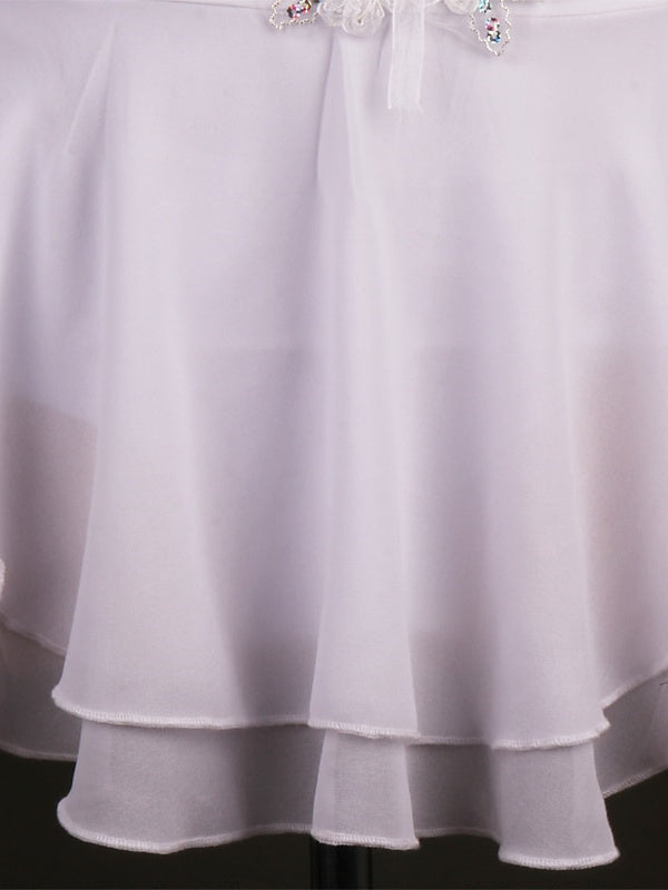 Robe de Patinage Artistique pour Femme en Dentelle Latine avec Cristaux/Strass et Manches Longues