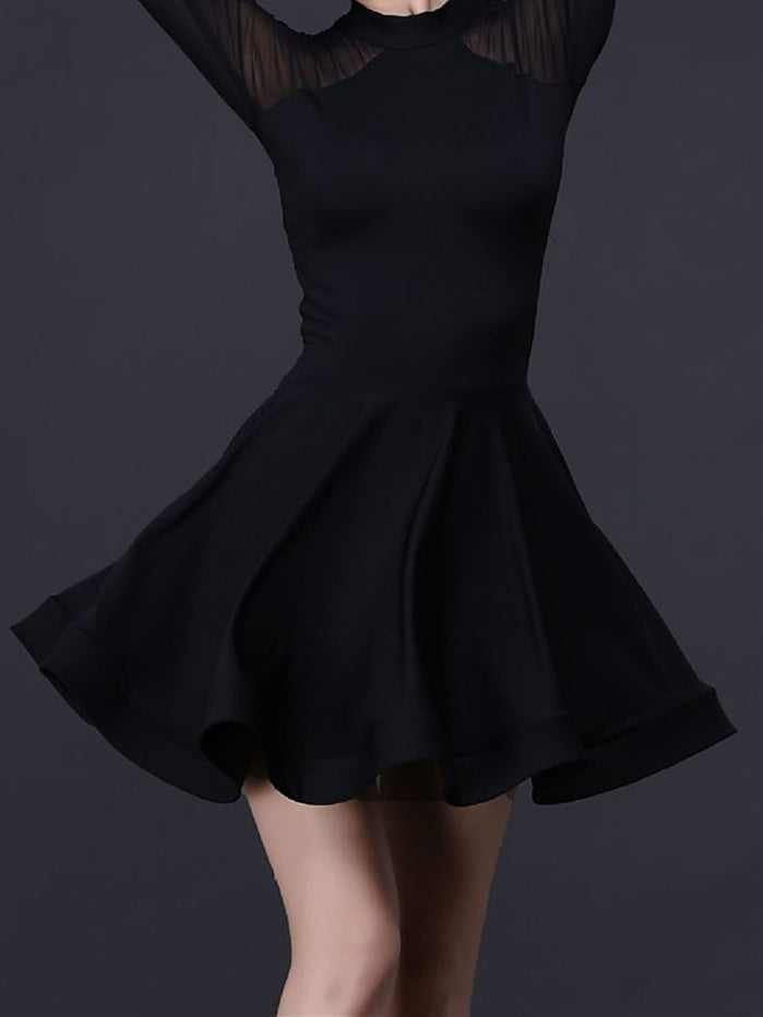 Vêtements de Danse pour Femmes Danse Latine Spandex Vêtements de Sport Justaucorps / Combinaison Épissage Uni Couleur Pure Manches Longues Taille Haute