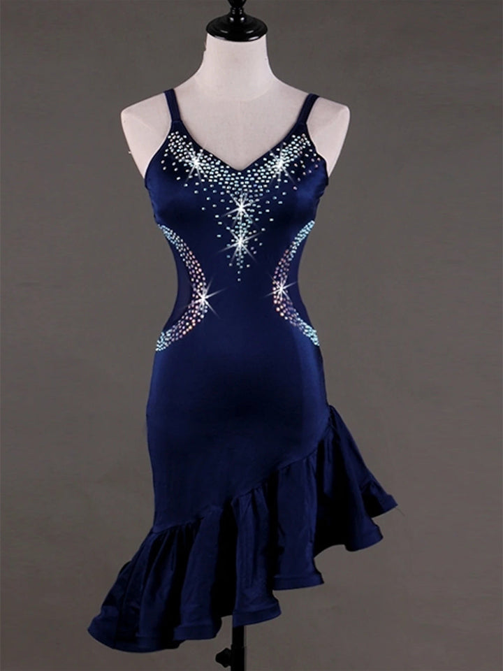 Robe de Danse Latine Salsa Cristaux / Strass Sans Manches Haut Spandex Femmeéˆ¥Æ¦® Performance