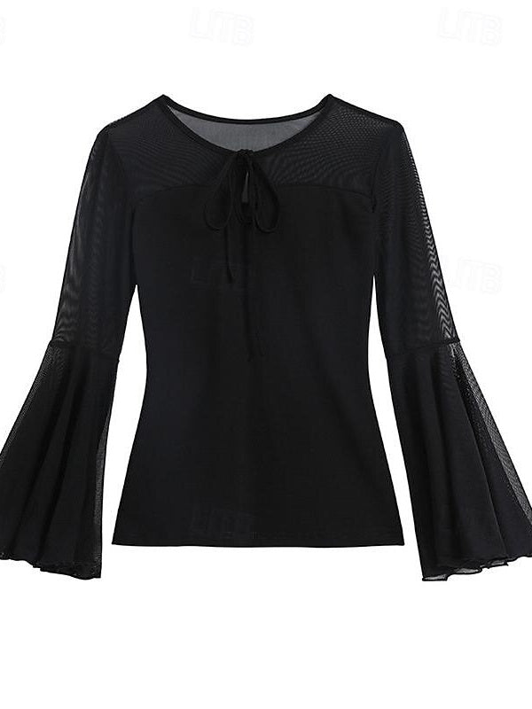 Haut de Danse Latine Couleur Pure Épissage Sans Manches Haute Performance en Tulle Polyester Entraînement de Performance pour Femmes