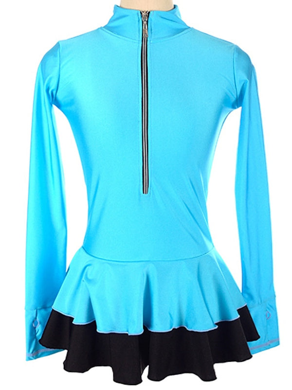 Haut de Patinage Artistique pour Femmes et Filles, Vêtements de Danse Sur Glace, Robe de Patinage, Robe de Patinage Sur Glace en Élasthanne avec Trou pour le Pouce