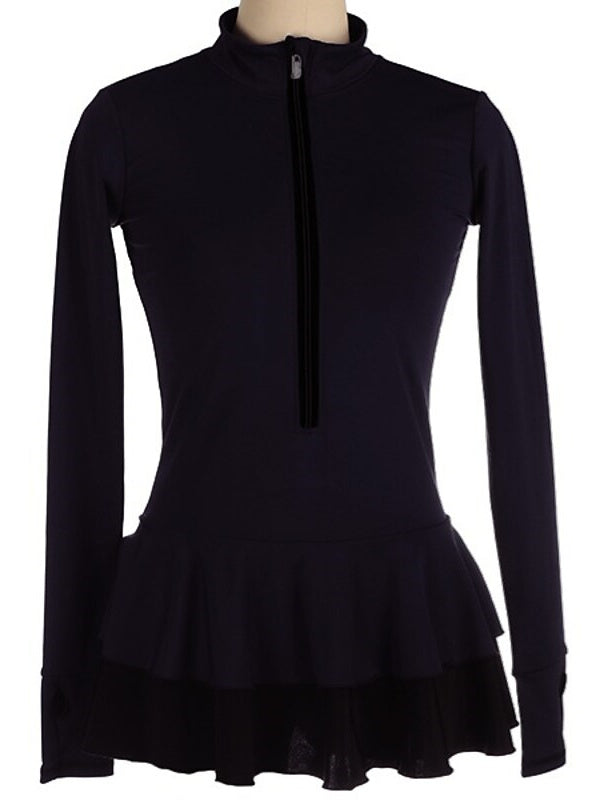 Haut de Patinage Artistique pour Femmes et Filles, Vêtements de Danse Sur Glace, Robe de Patinage, Robe de Patinage Sur Glace en Élasthanne avec Trou pour le Pouce