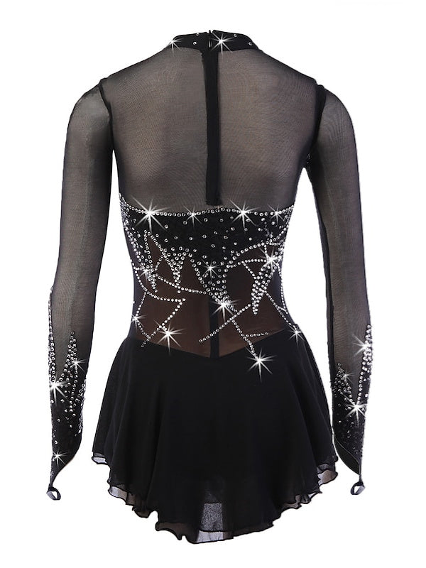 Robe de Patinage Artistique pour Femmes et Filles, Vêtements de Danse, Robe de Patinage Sur Glace à Haute Élasticité, Motif Floral et Botanique