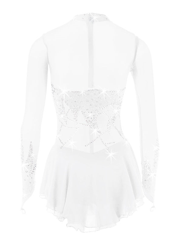 Robe de Patinage Artistique pour Femmes et Filles, Vêtements de Danse, Robe de Patinage Sur Glace à Haute Élasticité, Motif Floral et Botanique