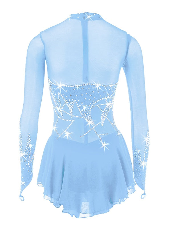 Robe de Patinage Artistique pour Femmes et Filles, Vêtements de Danse, Robe de Patinage Sur Glace à Haute Élasticité, Motif Floral et Botanique