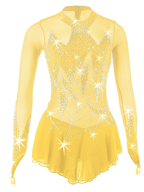 Robe de Patinage Artistique pour Femmes et Filles, Vêtements de Danse, Robe de Patinage Sur Glace à Haute Élasticité, Motif Floral et Botanique