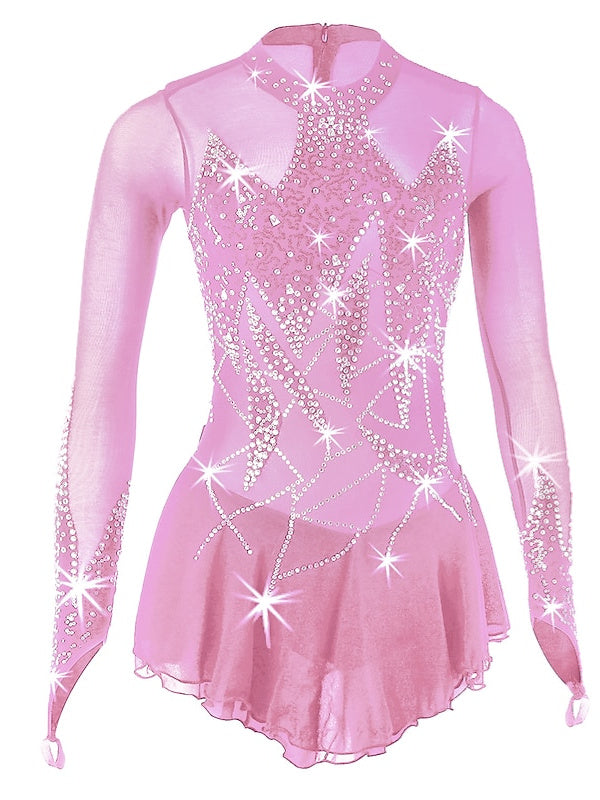 Robe de Patinage Artistique pour Femmes et Filles, Vêtements de Danse, Robe de Patinage Sur Glace à Haute Élasticité, Motif Floral et Botanique