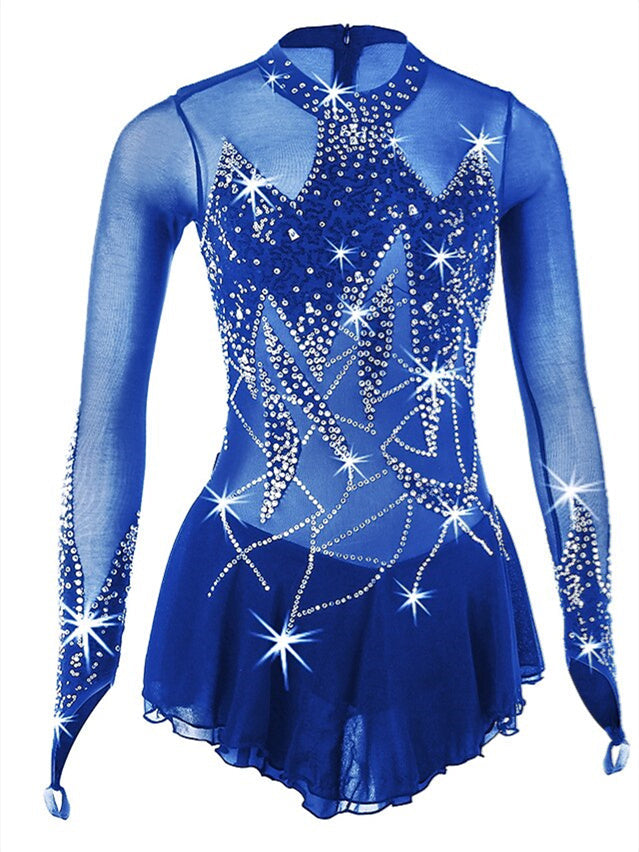 Robe de Patinage Artistique pour Femmes et Filles, Vêtements de Danse, Robe de Patinage Sur Glace à Haute Élasticité, Motif Floral et Botanique