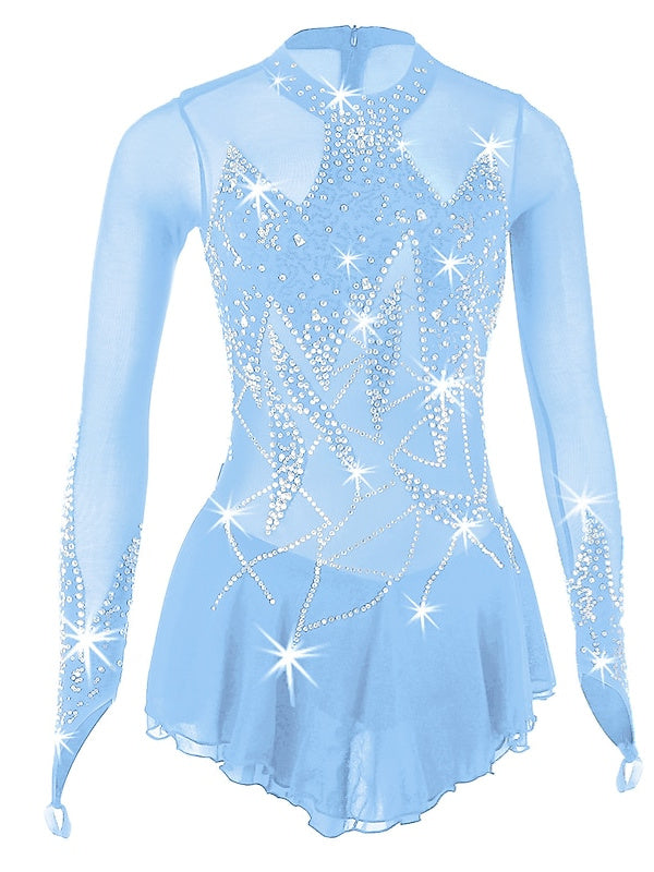 Robe de Patinage Artistique pour Femmes et Filles, Vêtements de Danse, Robe de Patinage Sur Glace à Haute Élasticité, Motif Floral et Botanique