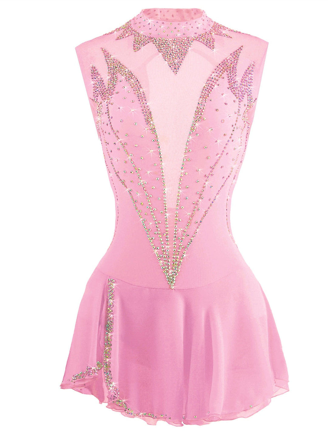 Robe de Patinage Artistique pour Femmes et Filles, Vêtements de Danse Sur Glace, Vêtements de Compétition à Haute Élasticité, Patinage Artistique Sur Glace en Cristal/Strass