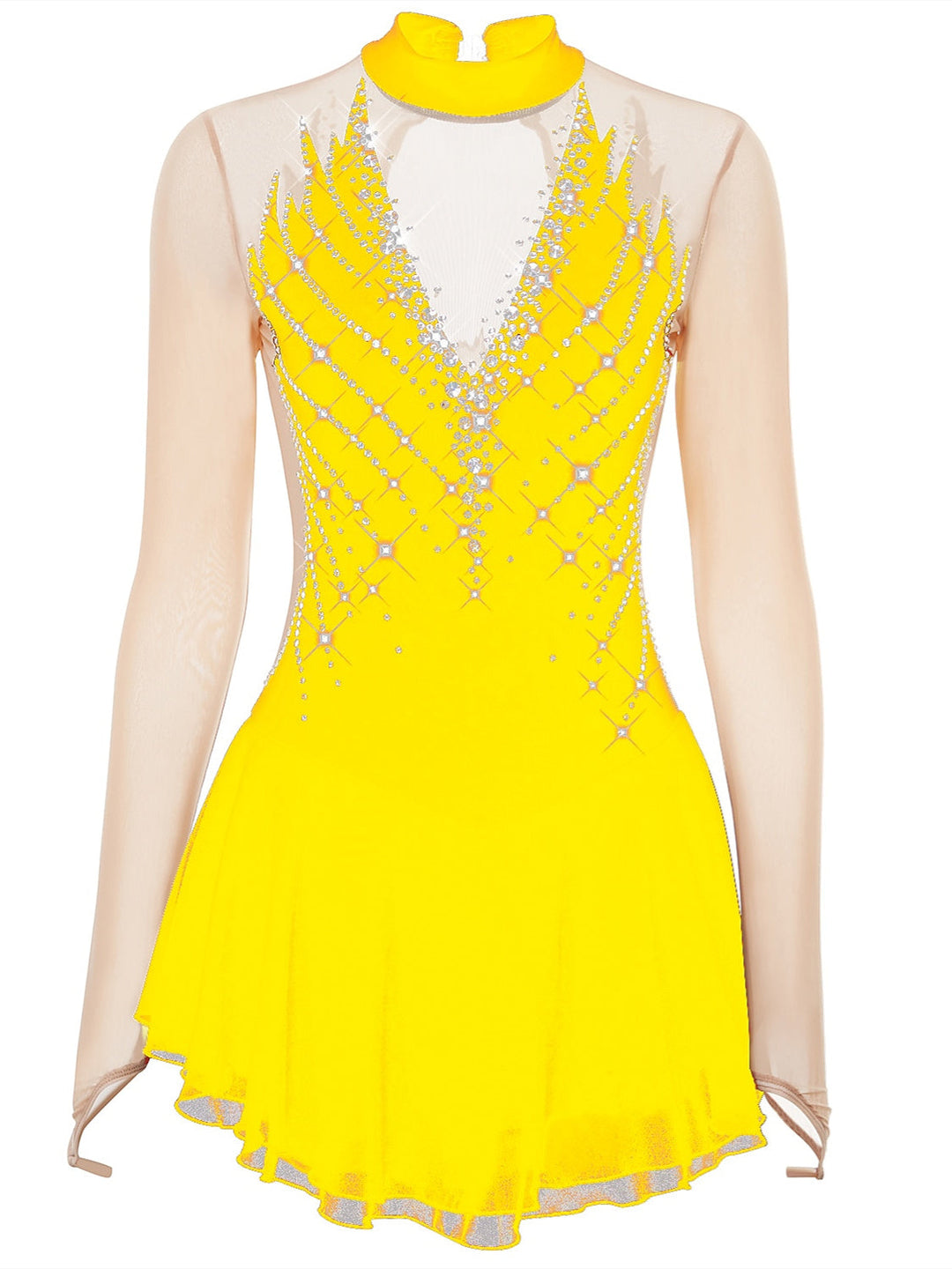 Robe de Patinage Artistique pour Femmes et Filles, Tenue de Danse à Haute Élasticité avec Cristaux/Strass