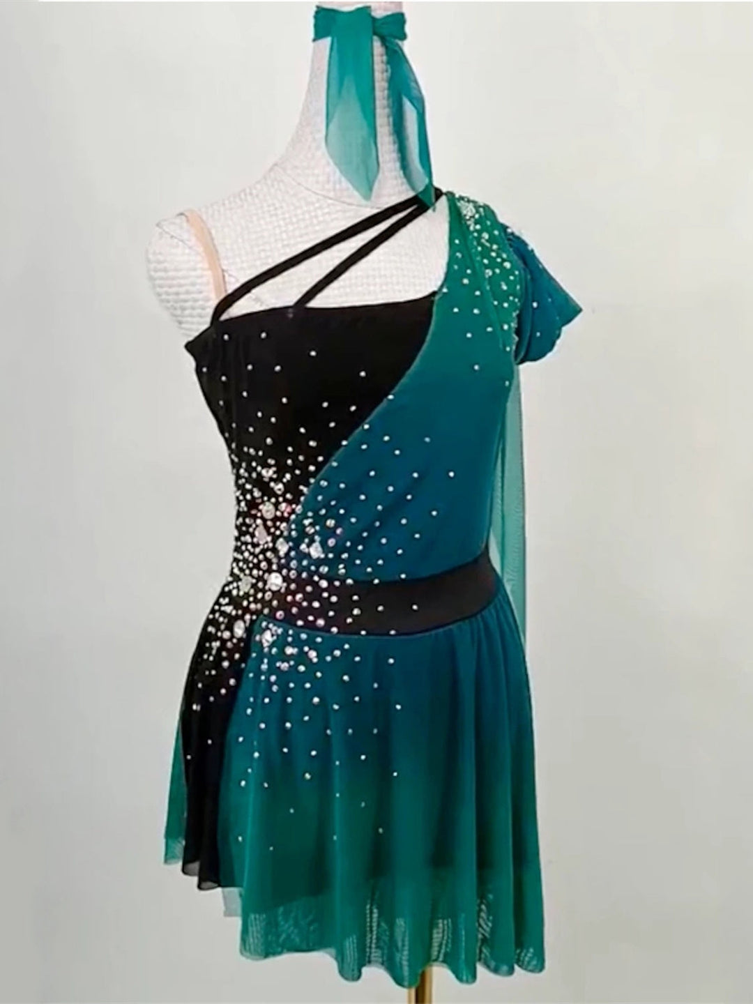 Robe de Patinage Artistique pour Femmes et Filles, Vêtements de Danse Sur Glace, Maille Élasthanne, Haute Élasticité, Manches Courtes, Robe de Patinage Sur Glace