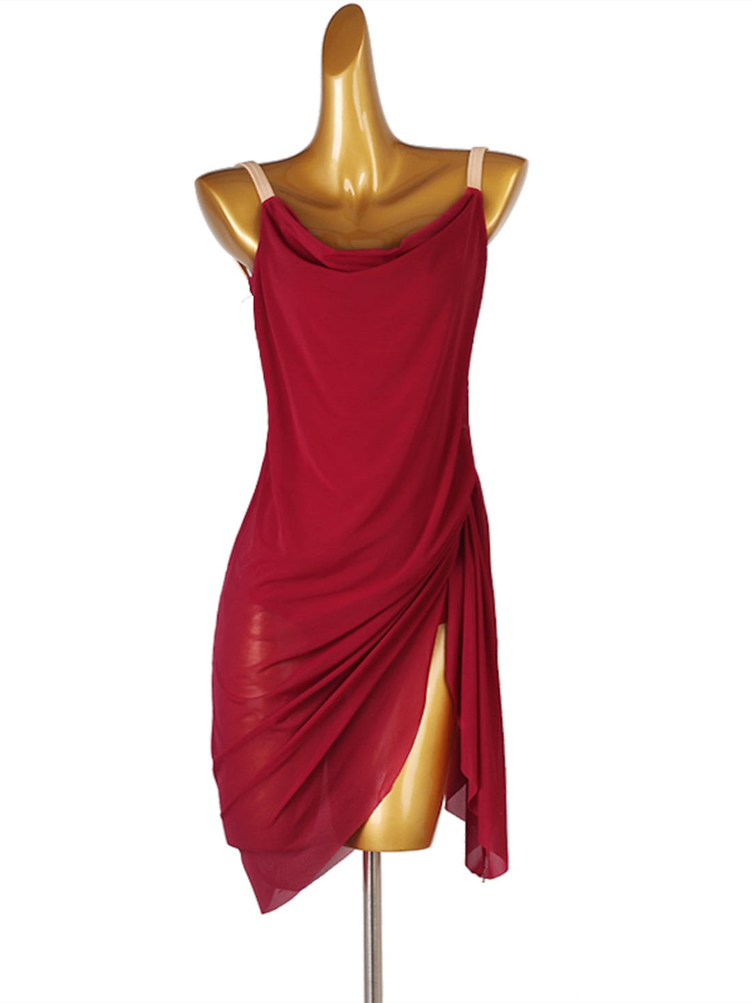 Robe de Danse Latine Salsa pour Femme Unie Sans Manches en Élasthanne