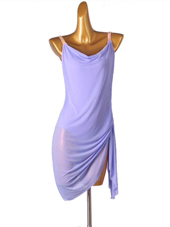 Robe de Danse Latine Salsa pour Femme Unie Sans Manches en Élasthanne