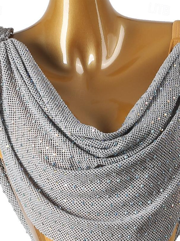 Robe de Danse Latine Cristaux/Strass Performance Femme Sans Manches Spandex