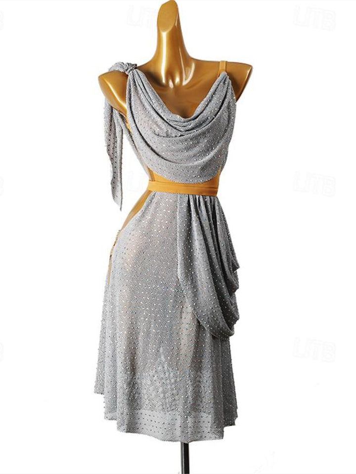 Robe de Danse Latine Cristaux/Strass Performance Femme Sans Manches Spandex