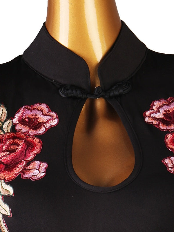 Justaucorps de Danse Latine/Combinaison Brodée pour Femme, Sans Manches, en Élasthanne