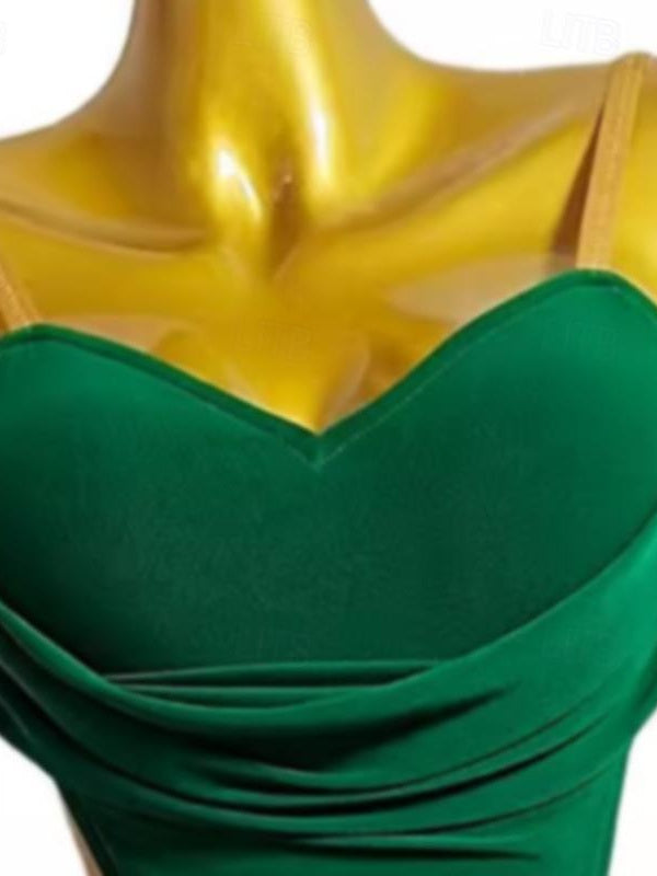 Robe de Danse Latine Couleur Pure pour Femmes et Filles, Entraînement de Performance, Sans Manches, en Mousseline de Soie et Élasthanne