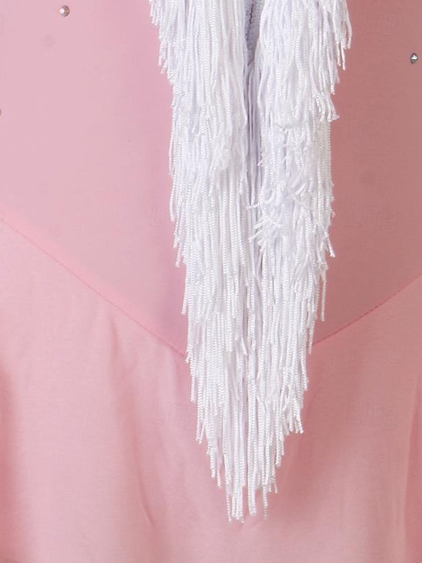 Robe De Danse Latine À Manches Longues Et Strass Pour Femme, Tenue De Performance, En Tulle Et Élasthanne