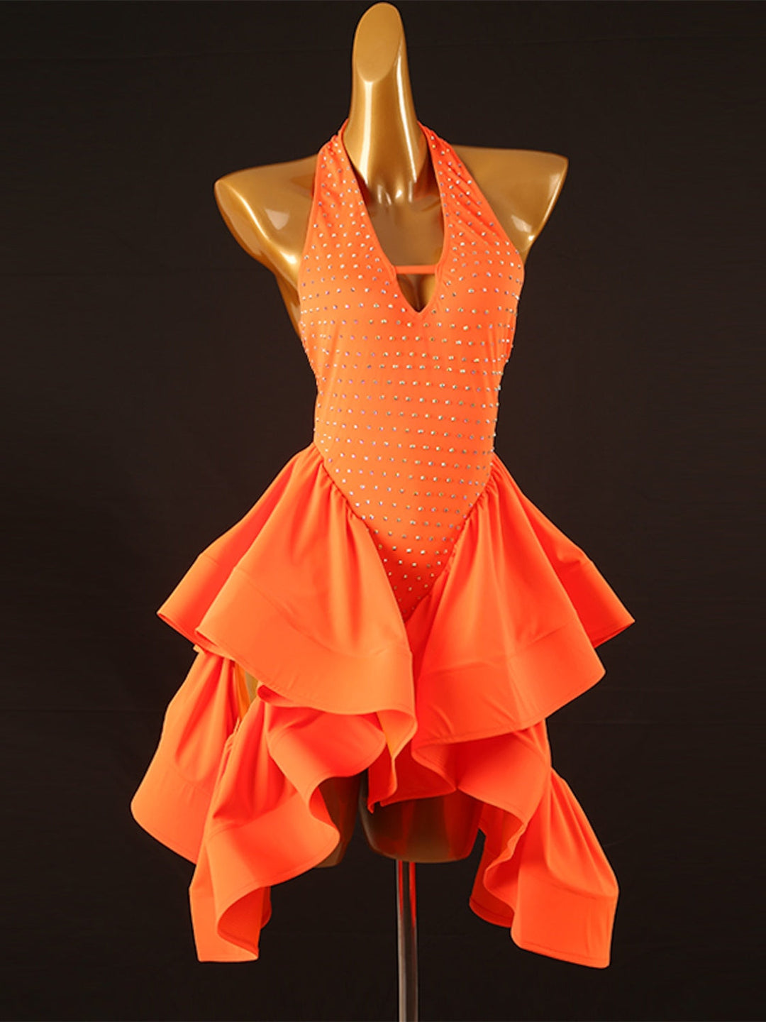 Robe De Danse Latine Salsa Couleur Pure, Cristaux/Strass, Pour Femme, Tenue D'Entraînement, Sans Manches, En Chinlon Et Élasthanne