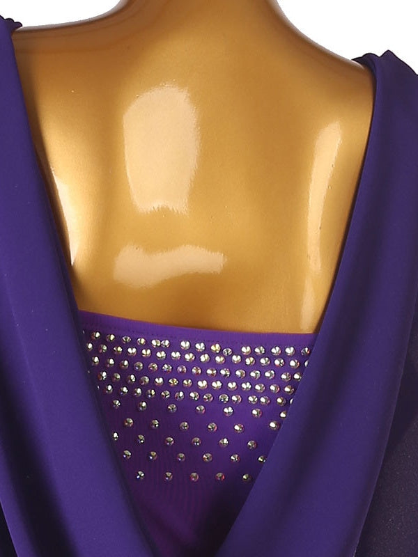 Robe De Danse Latine À Franges Et Pompons Pour Femme, Tenue D'Entraînement, Manches Longues, Maille Chinlon