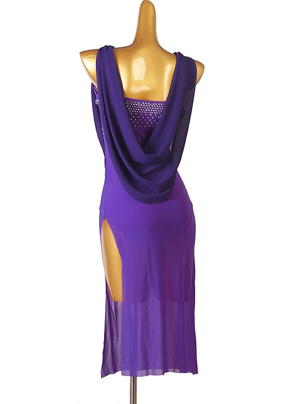 Robe De Danse Latine À Franges Et Pompons Pour Femme, Tenue D'Entraînement, Manches Longues, Maille Chinlon